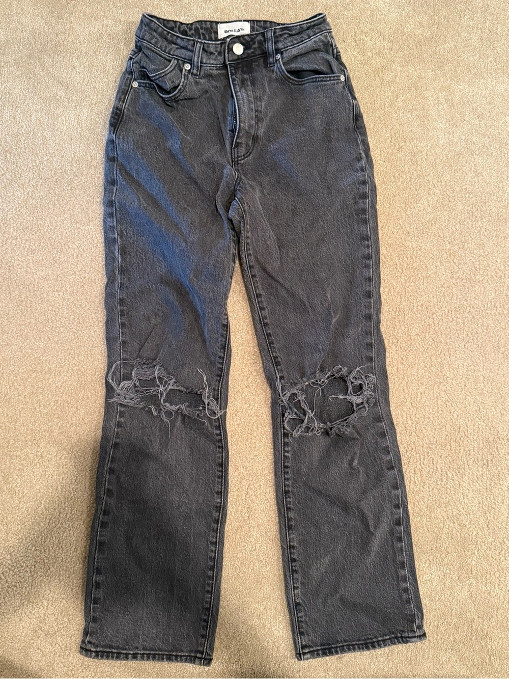 ROLLA'S Black Distressed High Rise Straight Leg Jeans size 26